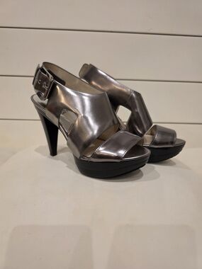 Michael Kors Metallic Silver Platform Heel Sandals